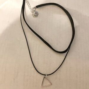 Black double string choker duo with triangle